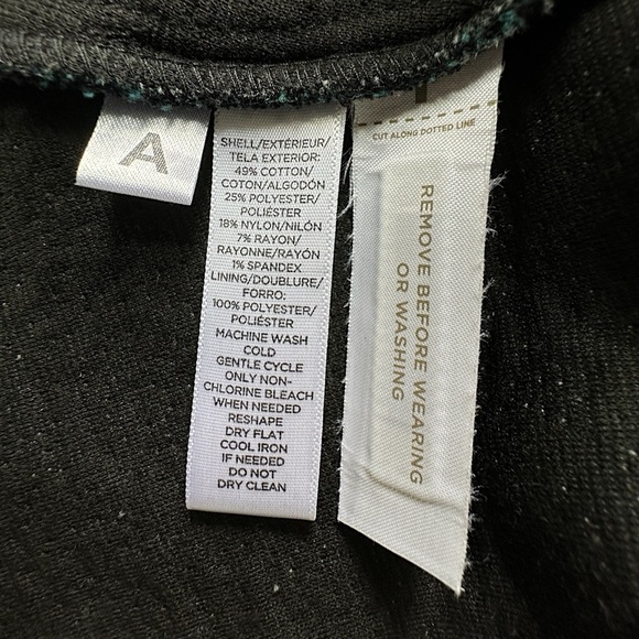 LOFT | NWOT TEXTURED KNIT GREEN & BLACK RETRO PRINT DRESS FIT & FLARE | SIZE: 6 - Picture 8 of 9